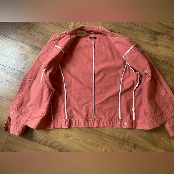 J.Crew Classic Denim Jacket Coral- Size Large - Picture 4 of 11
